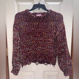 Pink Lily Maroon Speckled Crewneck Sweater